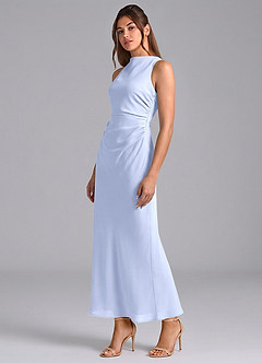 Azazie Evadne Brautjungfernkleider Etui Plissee Chiffon Kleid Eis image1