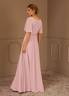 Azazie Tricia Abiti per la Madre della Sposa Abito A-Line in Chiffon con Scollo a V a Pieghe Rosa Cipria image2