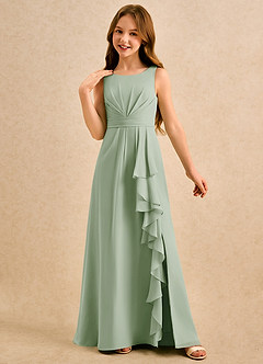 Azazie Chibi Girls Formal Flower Girl Klänningar Klä A-Line i Chiffong Plisserad image4