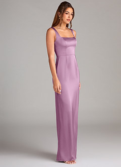 Azazie Flori Bridesmaid Dresses Wisteria Sheath Side Slit Stretch Satin Dress image3