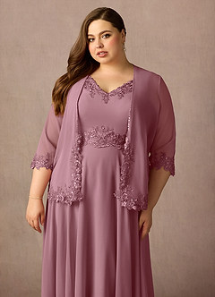 Azazie Devana Mother of the Bride Dresses Vintage Mauve A-Line Sequins Chiffon Dress image14