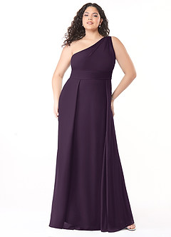 Azazie Dallas Bridesmaid Dresses Plum A-Line One Shoulder Chiffon Dress image6