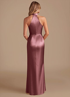 Azazie Karlotta Bridesmaid Dresses Vintage Mauve Sheath Pleated Metallic Satin Dress image2