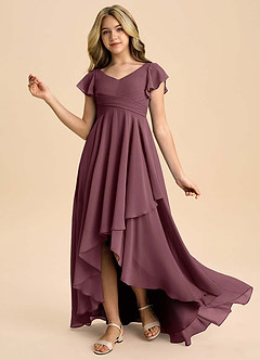 Azazie Caria Junior Sangria A-Line Pleated Chiffon Dress image1