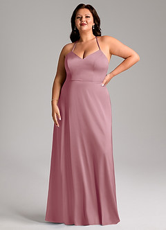 Azazie Mei Bridesmaid Dresses Vintage Mauve A-Line V-Neck Stretch Satin Dress image7