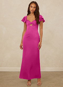 Christian Siriano Bridal for Azazie 1005 Bridesmaid Dresses Fuchsia Sheath Sweetheart Neckline Stretch Satin Dress image4