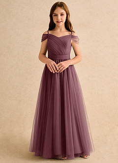 Azazie Yuna Girls Formal vestidos de niña de las flores Vestido de Sangrado de Tul de Corte en A con Vestidos sin tirantes image4