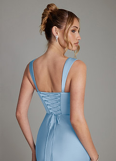 Azazie Agustina Bridesmaid Dresses Powder Blue Mermaid Corset Stretch Satin Dress image6