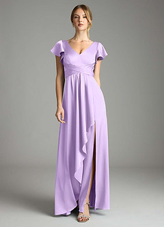 Azazie Omari Bridesmaid Dresses Lilac A-Line Stretch Satin Dress image3