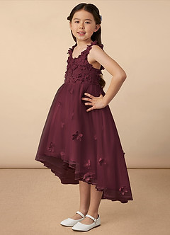 Azazie Ceres Flower Girl Dresses Cabernet Ball-Gown Lace Tulle Dress image2
