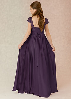 Azazie Silvermist Junior Plum A-Line Pleated Chiffon Dress image2