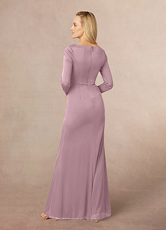 Azazie Risa Mother of the Bride Dresses Dusty Rose Mermaid V-Neck Pleated Mesh Dress image3
