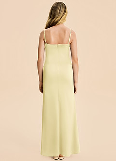 Azazie Rosalia Junior Lemon Sorbet Sheath Pleated Stretch Satin Dress image2