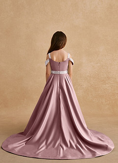 Azazie Jodi Abiti da Ragazza di Fiori Abito A-Line in Raso Opaco Rosa Polverosa image2