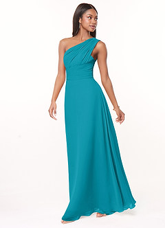 Azazie Ashley Bridesmaid Dresses Jade A-Line Ruched Chiffon Dress image4