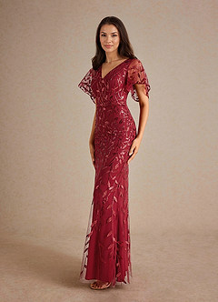 Azazie Milan Mother of the Bride Dresses Cabernet Sheath Sequins Dress image5