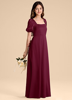 Azazie Briar Junior Vestido de Mora de Satén Elástico de Corte en A con Lazo image6
