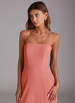 Azazie Wren Bridesmaid Dresses Salmon Pink A-Line Strapless Chiffon Dress image6