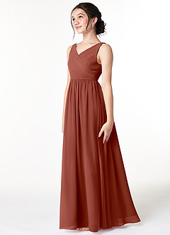 Azazie Sawyer Junior Auburn A-Line Pleated Chiffon Dress image4