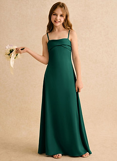 Azazie Mirabella Girls Formal Flower Girl Klänningar Klänning Tubklänning i Stretch Satin Hjärtformad urringning image3
