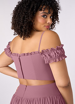 Barbie ♥ Azazie Bridesmaid Dresses Vintage Mauve A-Line Off the Shoulder Chiffon Convertible Dress image13