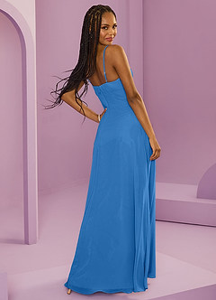 Barbie ♥ Azazie Jurken voor bruidsmeisjes Jurk van Chiffon met A-Lijn met Zakken Blauwe Gaai image6