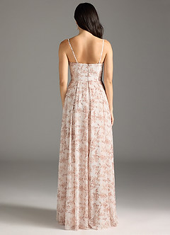 Azazie Chrysanta Final Sale Pink Fern Floral A-Line Off the Shoulder Chiffon Convertible Dress image11