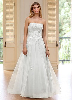 Pipery Ivory Corset Glitter-Tulle Ruffles Prom Dress image1