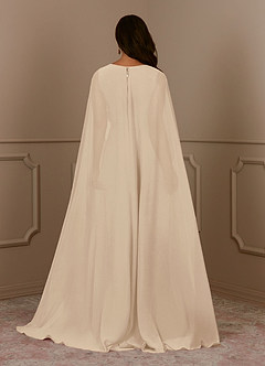 Azazie Isa Mother of the Bride Dresses Champagne A-Line V-Neck Pleated Chiffon Dress image4
