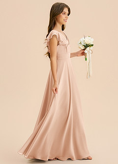 Azazie Anysa Junior Robe Trapèze en Mousseline de soie Rayé Rose Perle image4