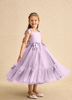 Azazie Jaci vestidos de niña de las flores Vestido de Lila Esmerilada de Gasa de Corte En A con Tirante Espagueti image2