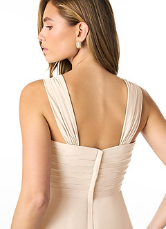Azazie Kaitlynn Robes de demoiselle d'honneur Robe Empire Convertible en Mousseline de soie Gerafft Albâtre Blanc image7