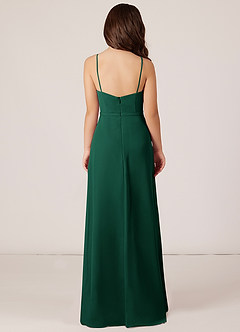 Azazie Kaylee Junior Emerald A-Line with Belt Chiffon Dress image2
