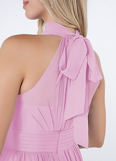 Azazie Iman Bridesmaid Dresses Candy Pink A-Line A-Line Ruched Chiffon Dress image7