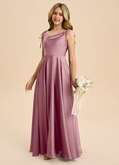 Azazie Popsy Junior Klä av A-Line i Stretch Satin Rosett image7