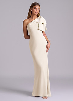 Azazie Yuanna Bridesmaid Dresses White Alabaster Mermaid One Shoulder Chiffon Dress image3