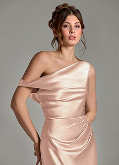 Azazie Emerson 신부 들러리 드레스 인어 오프 더 숄더 메탈릭 새틴 바닥 길이 드레스 image7