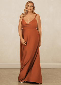 Christian Siriano Bridal for Azazie 1001 Robes de demoiselle d'honneur Robe Trapèze en Satin extensible Encolure en Forme de Cœur Cannelle image15