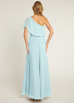Azazie Lizzy Bridesmaid Dresses Sea Glass A-Line One Shoulder Chiffon Dress image2