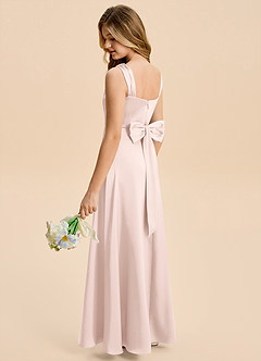 Azazie Kiki Junior Robe Trapèze en Satin extensible Arc Rose Pâle image6