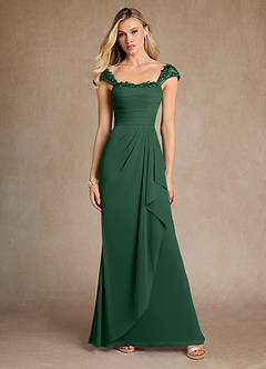 Azazie Belfast Mother of the Bride Dresses Dark Green Sheath Lace Mesh Dress image4