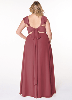 Azazie Everett Bridesmaid Dresses Merlot A-Line V-neck Ruched Chiffon Dress image7