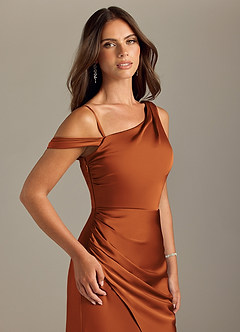 Azazie Madelyn Brautjungfernkleider Wandelbar Meerjungfrau-Linie Schulterfrei Stretch-Satin Kleid Kanel image6