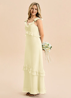 Azazie Tavie Junior Lemon Sorbet A-Line Ruched Chiffon Dress image6