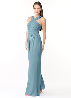 Azazie Berdie Jurken voor bruidsmeisjes Jumpsuit van Chiffon Houder Mystiek Blauw image3