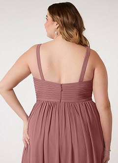 Azazie Chanel Bridesmaid Dresses Desert Rose A-Line Pleated Chiffon Dress image11
