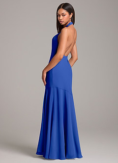 Azazie Lorena Robes de demoiselle d'honneur Robe Sirène en Mousseline de soie Plissée Bleu Roi image6