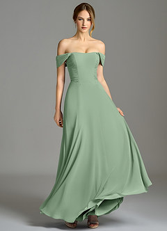 Azazie Oasis Bridesmaid Dresses Matcha A-Line with Pockets Chiffon Dress image4