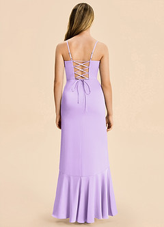 Azazie Magnolia Junior Lilac Sheath Ruched Stretch Satin Dress image2