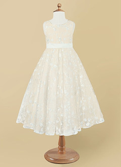 Azazie Rosie Schlussverkauf A-Linie Spitze Kleid Diamantweiß Champagner image5